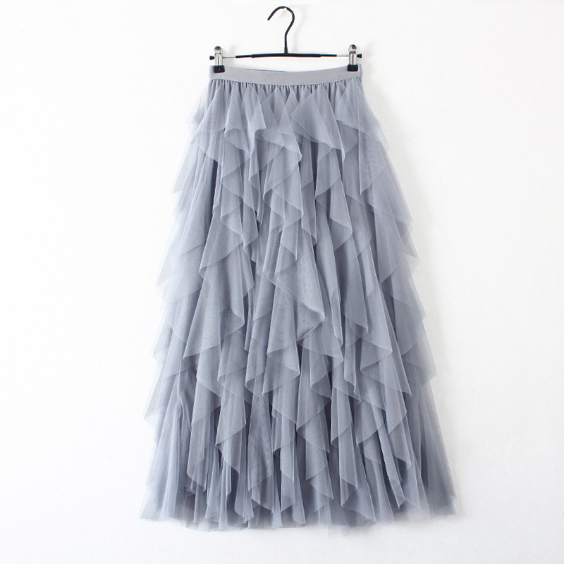 TIGENA Fashion Tutu Tulle Skirt Women Long Maxi Skirt Korean Cute Pink High Waist Pleated Skirt Female School Sun spodnica 210306