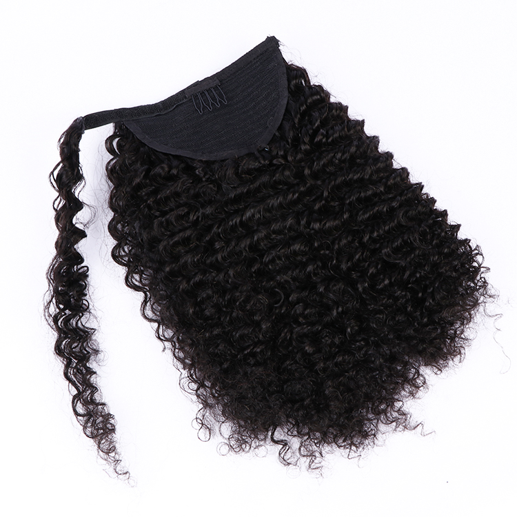 Hot Sell Human Hair Ponytail Extensions long simple braided hairstyle Curly Ponytails Wrap Drawstring real Hairs Natural Color With Clip Ins 18inch 14