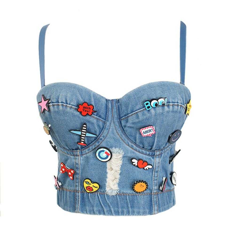 Irene Tinnie Sexy Cute Hole Cartoon Decoration Push Up Bustier Women's Bralette Cropped Top Vest Plus Size 210625