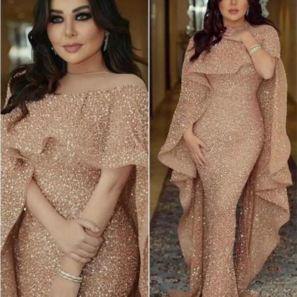 Rebicoo Plus Size Long Mermaid Evening party Dress Woman Sexy Boat Neck Party Sequin Gown Y0118