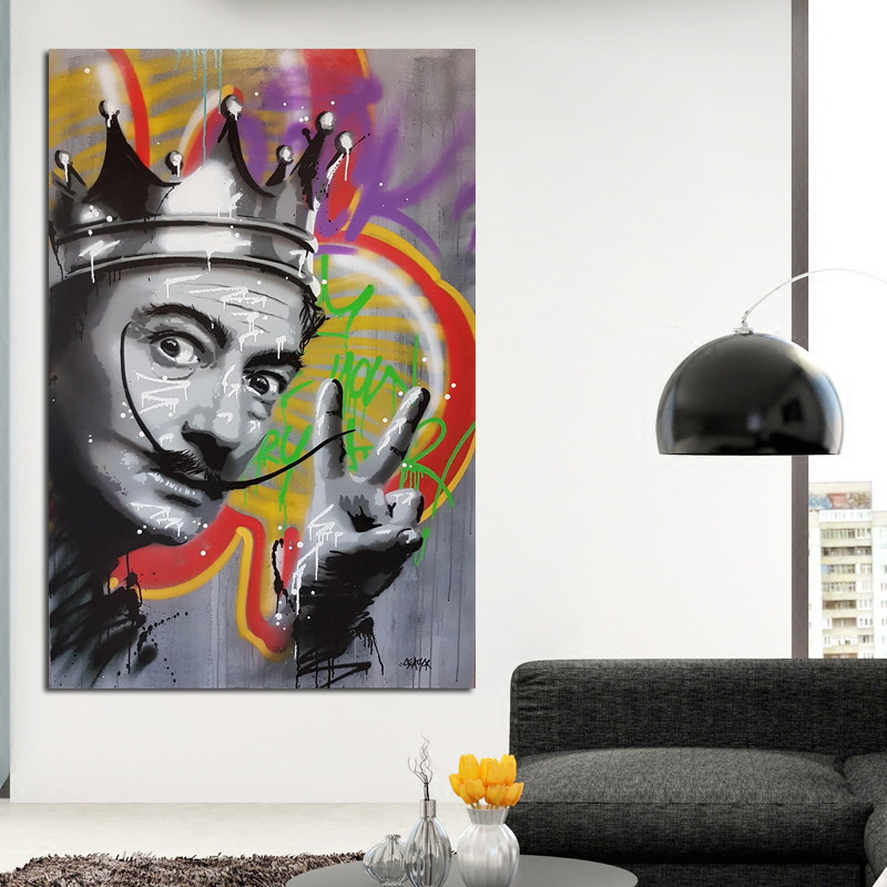 Graffiti Art Salvador Dali Poster Print Canvas Art Print Wall Pictures For Living Room Abstract Portrait Art