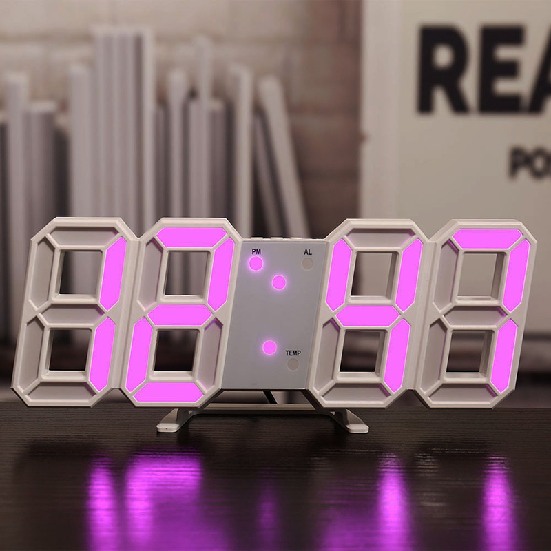 Modern Design 3D LED Wall Clock for Living Room Decor Digital Alarm Clocks Home Office Table Desk Night Display - view 7