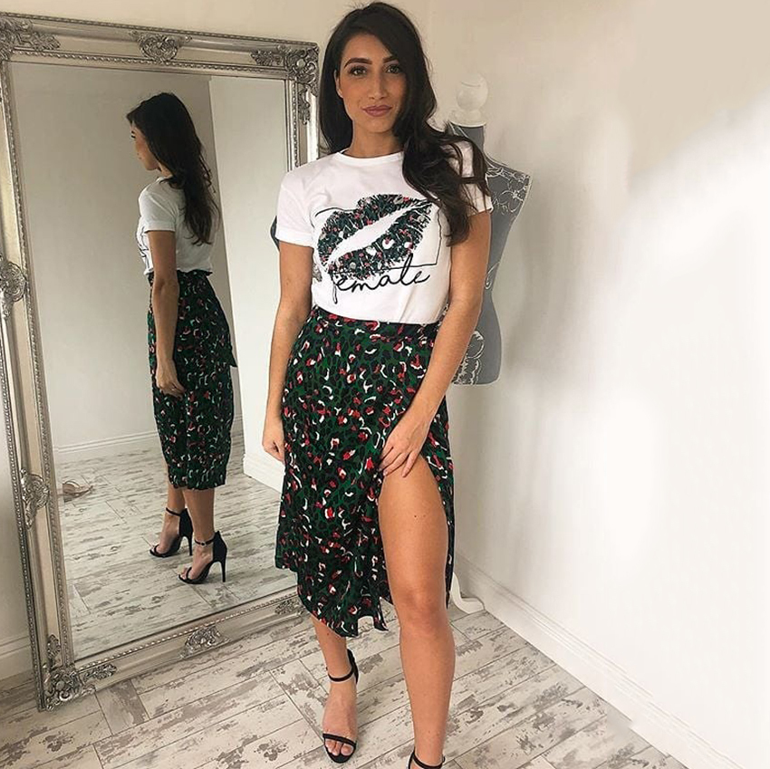 OOTN Vintage Leopard Print Long Skirts Women High Waist Midi Skirt Bow Tie Summer Sexy Split Wrap Skirt Ladies Green Beach 210309