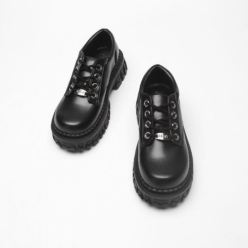Dress Shoes Spring Delias Leather Thick Bottom Platform Female Japanese Big Head Single College British Style Women's