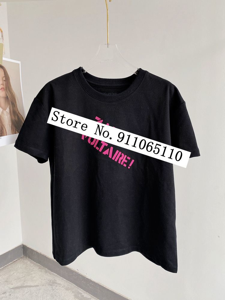 Women Tshirt Spring Summer Women Short Sleeve T-shirt with Letter Print Rhinestones and Buttons 210306