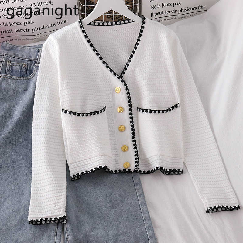 Sweet Women Cardigan Single Breasted Fashion Kardigan Office Lady Crop Outwear Tops Solid Slim Knit Cardifans Autumn 210601
