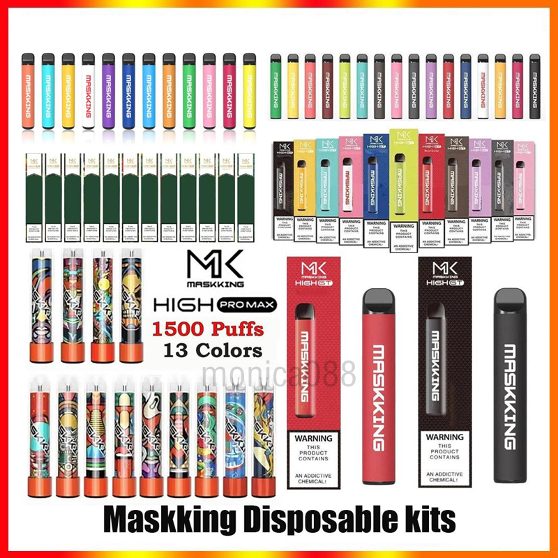 Maskking High GT Pro Max Disaposable E cigarettes Device Kit 450 1000 1500 Puffs 350mAh 650mAh 850mah Battery 2ml 3.5ml 4.5ml Prefilled Cart
Maskking High GT Pro Max Disaposable E cigarettes Device Kit 450 1000 1500 Puffs 350mAh 650mAh 850mah Battery 2ml 3.5ml 4.5ml Prefilled Cart