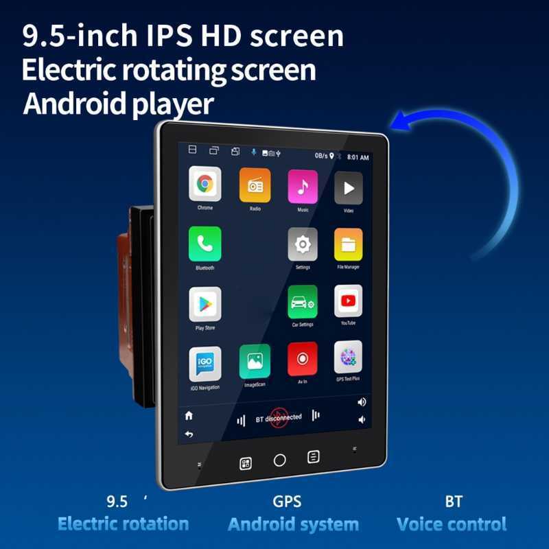 Double-Din Car-Stereo 9.5 High Definition GPS Radio Universal Multimedia Player with Bluetooth-compatible FM Camera