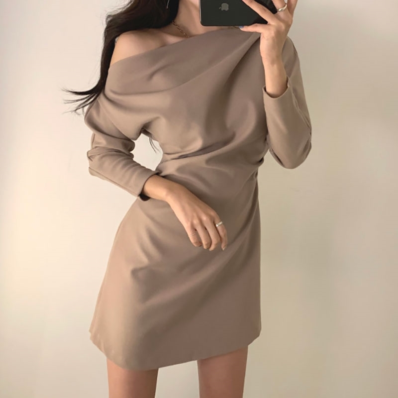 Korean Style Women Dress Solid Color Cotton Fashion Ladies Long Sleeve Summer and Spring Clothing 210615Z