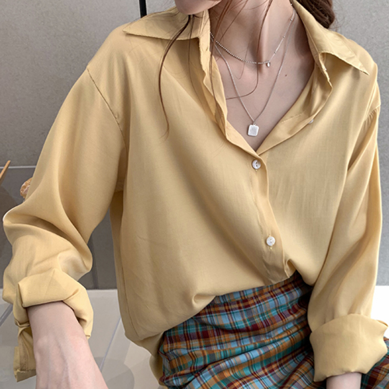 Blusas Mujer Spring Plus Size Women Tops and Blouse Long Sleeve Solid Shirt Simple Korean Loose Cardigan Lady Clothing 9985 210225