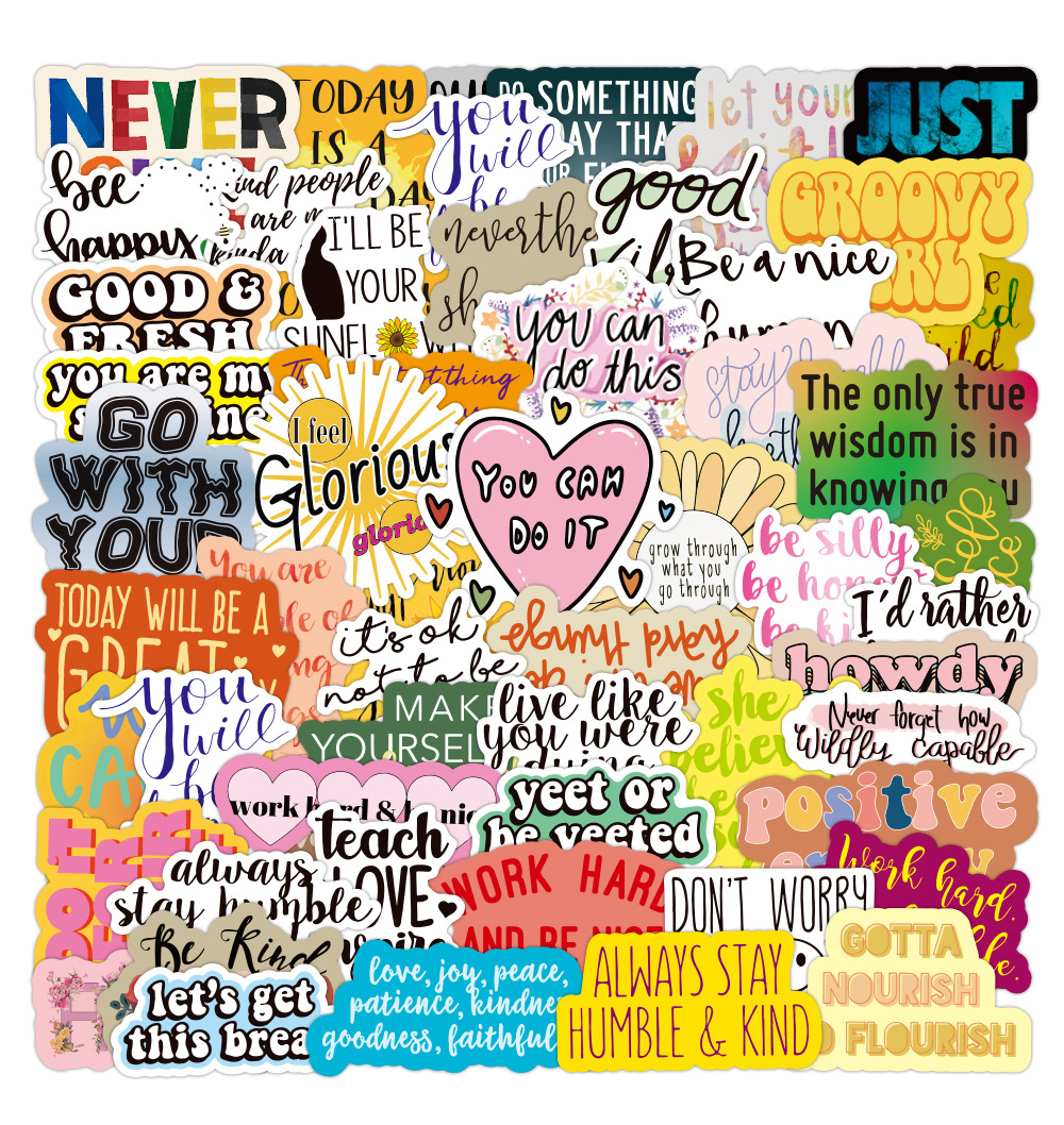 100Pcs/Lot Fashion Style Sticker Positive Energy Slogan Motivational Poster Sticker for Notebook Phone Laptop Luggage Motorcycle Car Stickers, As picture 
100Pcs/Lot Fashion Style Sticker Positive Energy Slogan Motivational Poster Sticker for Notebook Phone Laptop Luggage Motorcycle Car Stickers, As picture