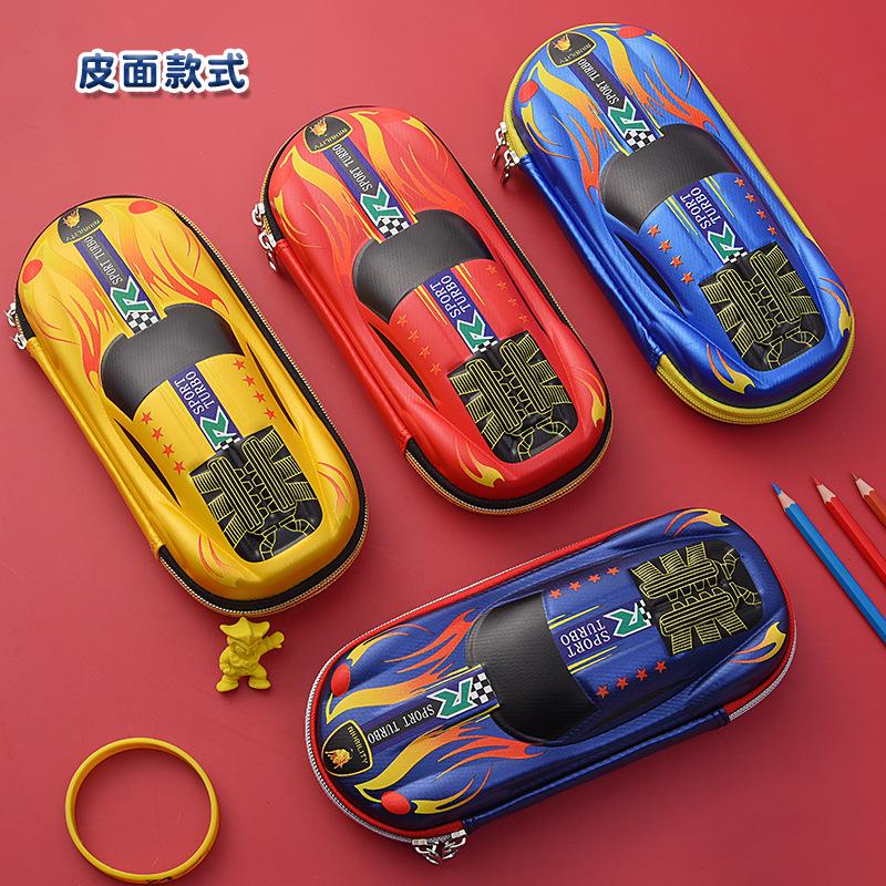 Pencil Cases 3D Racing Car Cartoons School Case For Children Stationery Box EVA PU Plastic Pen Boy Cute Bag