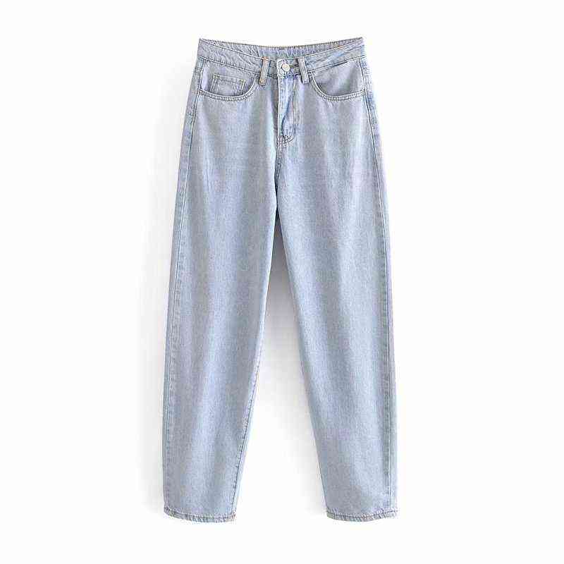 Wixra Women Streetwear Denim Pants Ladies Boyfriend Casual High Waist Light Blue Pockets Loose Jeans Autumn Spring 211129