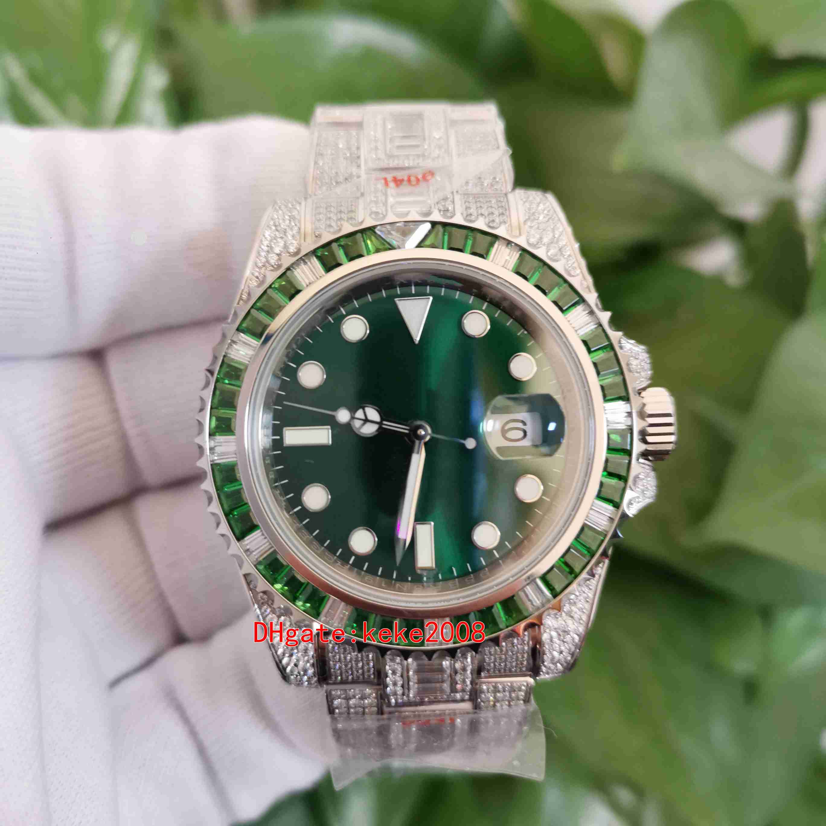 Super Quality men Watches 904 Steel CAL.3135 Movement 40mm 116610 Green Full Diamond Gem Beze Bracelet Mechanical Automatic Mens Men's Wristwatches, No box papers
Super Quality men Watches 904 Steel CAL.3135 Movement 40mm 116610 Green Full Diamond Gem Beze Bracelet Mechanical Automatic Mens Men's Wristwatches, No box papers
