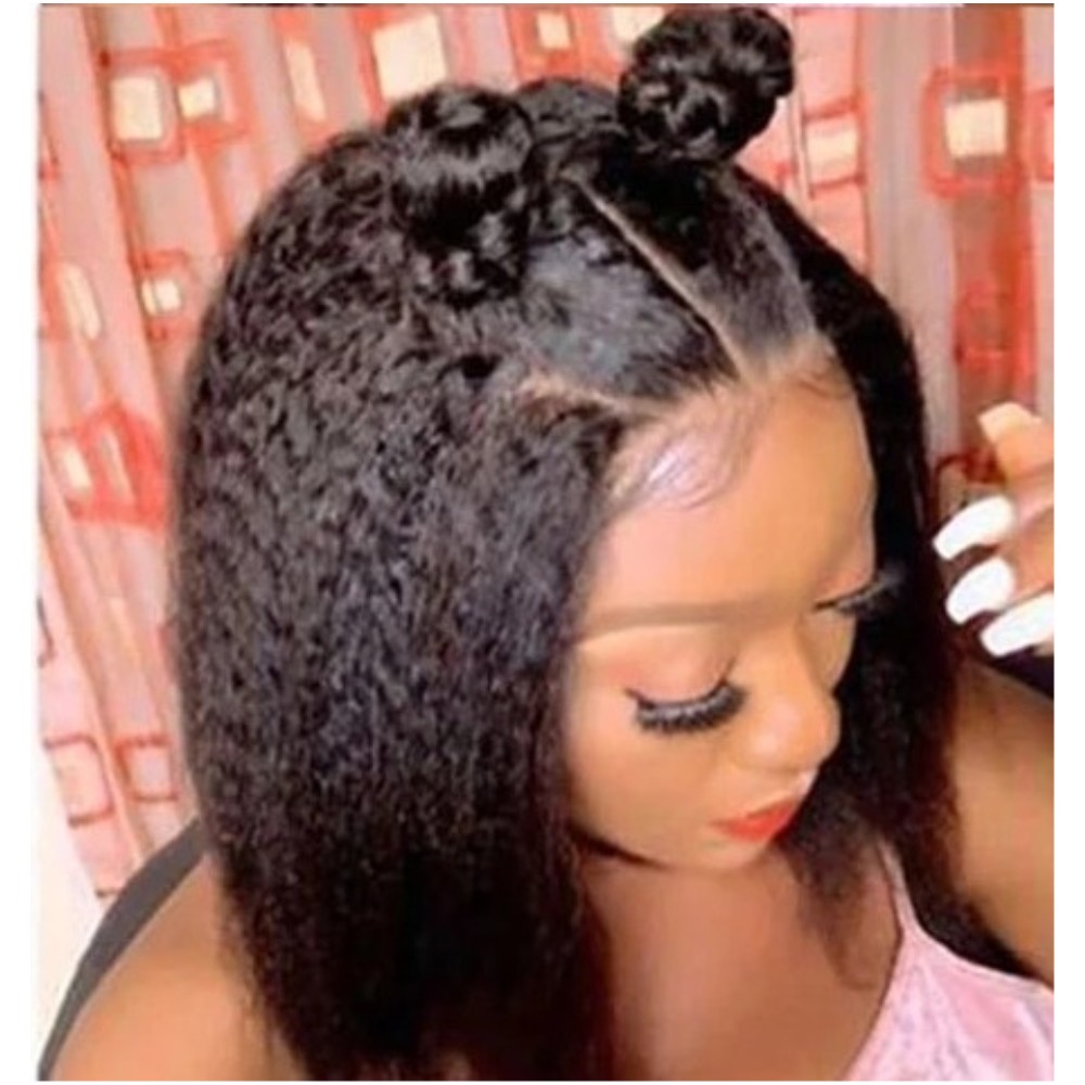 Yaki Brazilian Lace Frontal Wig Pre Plucked with Baby Hair Kinky Straight 250 Density Synthetic Wigs For Black Women