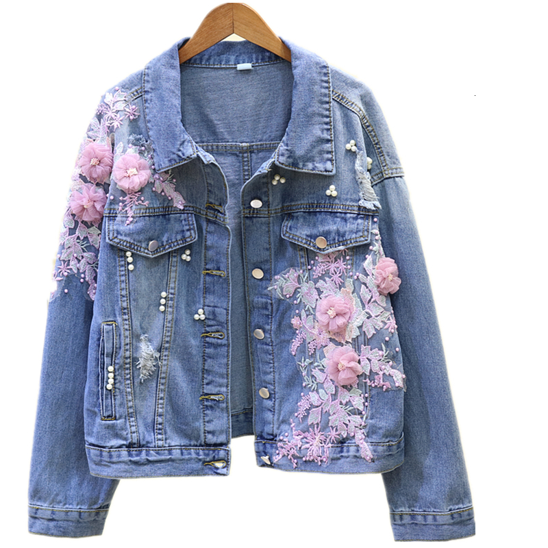 2021 Women Flower Beads Pearl Sleeve Denim Top Quality of Torn Female Jacket Mujer Chaquette Hucd, Blue
2021 Women Flower Beads Pearl Sleeve Denim Top Quality of Torn Female Jacket Mujer Chaquette Hucd, Blue