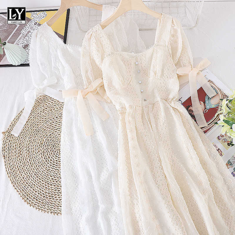 LY VAREY LIN Summer Women Sweet Square Collar Solid Color Dresses Office Lady Embroidery Short Sleeve High Waist 210526, White
LY VAREY LIN Summer Women Sweet Square Collar Solid Color Dresses Office Lady Embroidery Short Sleeve High Waist 210526, White