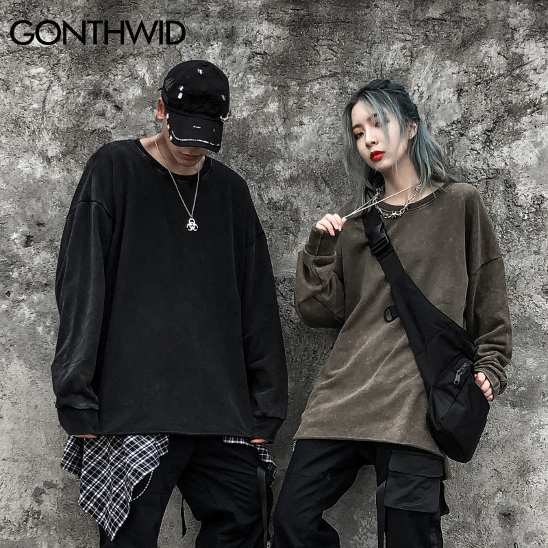 GONTHWID Distressed Pullover Hoodies Sweatshirts Men Hip Hop Casual Streetwear Hoodie Hipster Sweatshirt Tops Green Black 201020