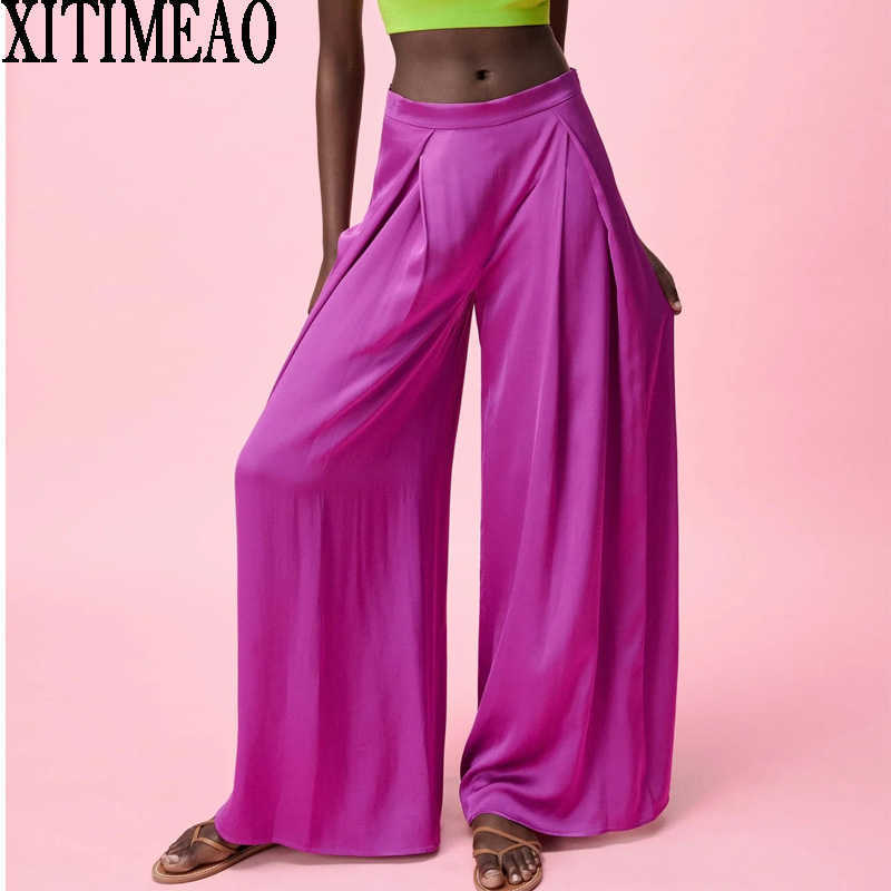Za Retro Simple Solid Color Long Trousers Lady Streetwear Pants Casual Straight Women Loose Wide Leg XITIMEAO 210604, Purple
Za Retro Simple Solid Color Long Trousers Lady Streetwear Pants Casual Straight Women Loose Wide Leg XITIMEAO 210604, Purple