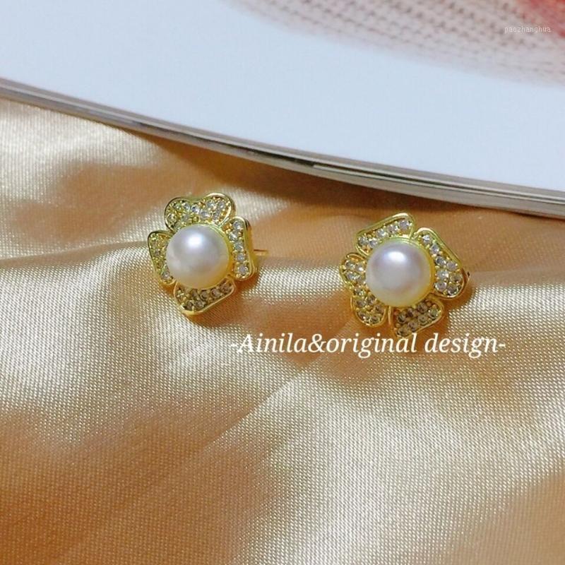 Sterling Silver Two-color Natural Freshwater Cultured Pearl Stud Earrings Simple And Elegant Temperament Micro-inlaid Zircon, Golden;silver
Sterling Silver Two-color Natural Freshwater Cultured Pearl Stud Earrings Simple And Elegant Temperament Micro-inlaid Zircon, Golden;silver