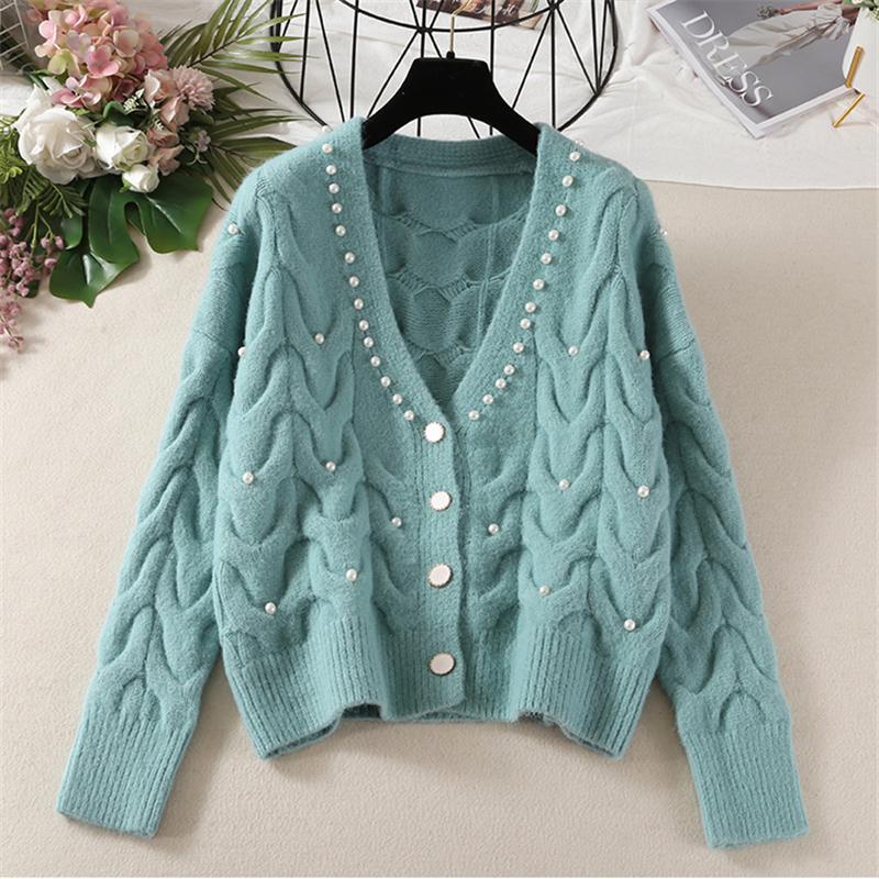 Women's Knits & Tees Autumn Fashion Women Sweater Cardigans V Neck Knit Outwear Long Sleeve Beading Cardigan Femme Single-breasted Sweaters, White
Women's Knits & Tees Autumn Fashion Women Sweater Cardigans V Neck Knit Outwear Long Sleeve Beading Cardigan Femme Single-breasted Sweaters, White