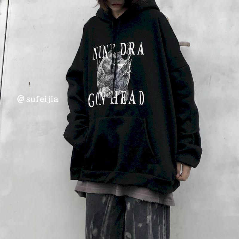 Hoodies Hooded sweatshirt women autumn Korean version retro letter printing loose plus velvet thick long-sleeved tops 210526, Black
Hoodies Hooded sweatshirt women autumn Korean version retro letter printing loose plus velvet thick long-sleeved tops 210526, Black
