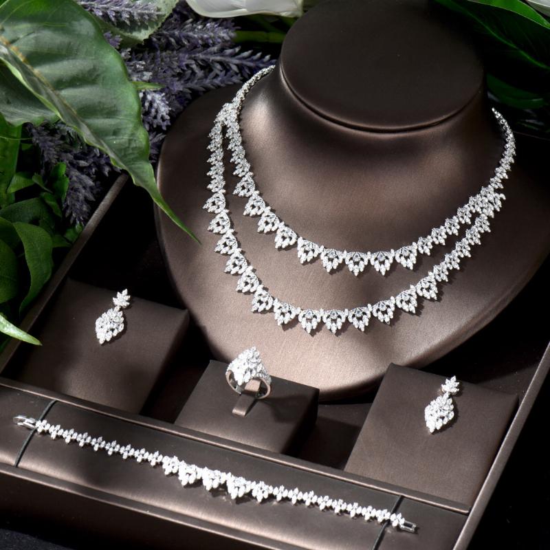 Earrings & Necklace HIBRIDE Trendy Wedding Earring For Women Accessories Cubic Zirconia Bridal Jewelry Sets Pendientes Mujer Mode N-1063, Silver
Earrings & Necklace HIBRIDE Trendy Wedding Earring For Women Accessories Cubic Zirconia Bridal Jewelry Sets Pendientes Mujer Mode N-1063, Silver