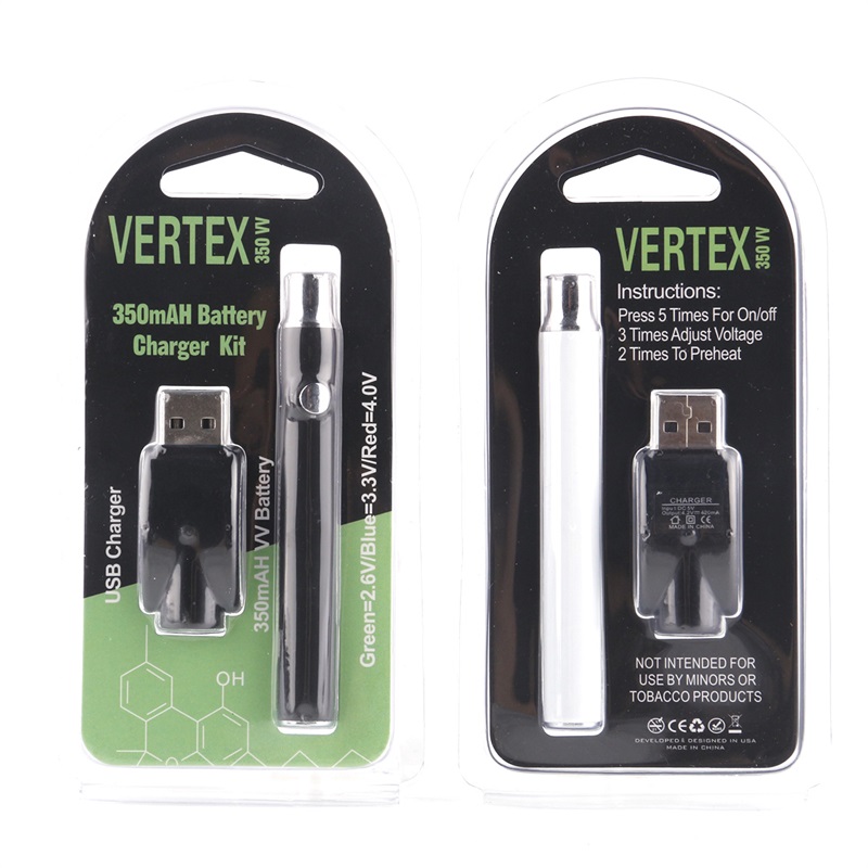 Vertex 510 thread battery 350mAh Variable Valtage Vape Batteries Preheat pen E Cigarettes for Vaporizer Catridge Blister packaging
Vertex 510 thread battery 350mAh Variable Valtage Vape Batteries Preheat pen E Cigarettes for Vaporizer Catridge Blister packaging