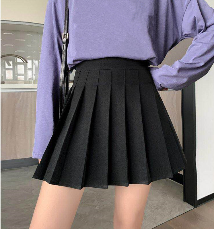 Women Pleated Skirt Cute Sweet Girl School Uniform Skirt Black White High Waist Dance Skirt Fashion Female Pleated Mini Skirts 210306