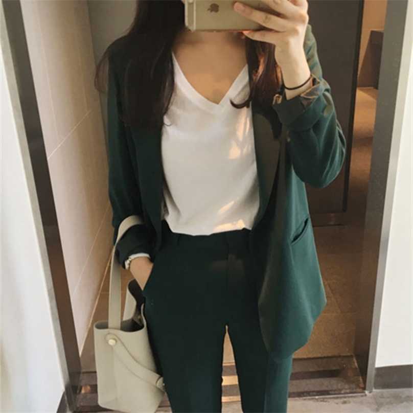 Elegant Office Work Wear Pant Suits OL 2 Piece Sets Solid Blazer Jacket & Trousers Suit For Women Set Femme 210525, Black
Elegant Office Work Wear Pant Suits OL 2 Piece Sets Solid Blazer Jacket & Trousers Suit For Women Set Femme 210525, Black