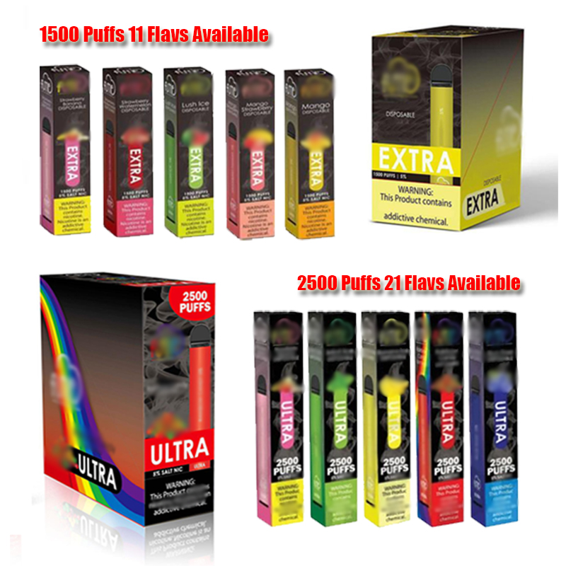 EXTRA ULTRA 1500 2500 Puffs+21 Colors Disposable E Cigarette Vape Pen Pods Device kits Pre-Filled Portable Vapor
EXTRA ULTRA 1500 2500 Puffs+21 Colors Disposable E Cigarette Vape Pen Pods Device kits Pre-Filled Portable Vapor