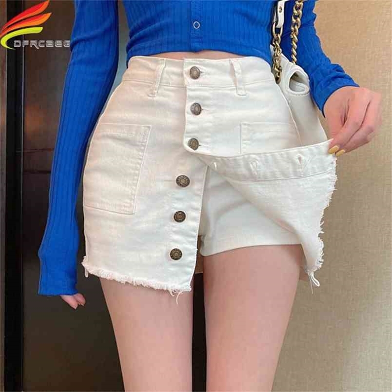 Summer Sexy Mini Skirt Women Arrival Single Buttons High Waist Denim Shorts Black Or White A Line Jean 210702
Summer Sexy Mini Skirt Women Arrival Single Buttons High Waist Denim Shorts Black Or White A Line Jean 210702