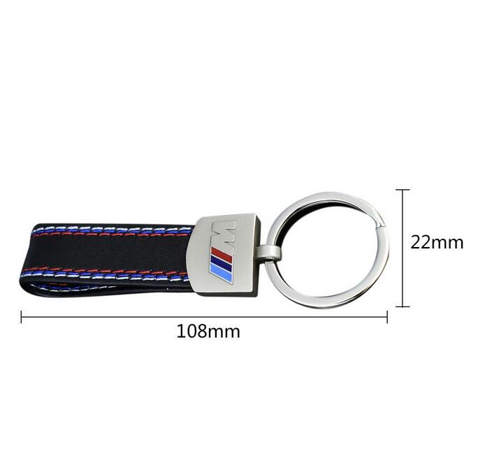 Car styling car sticker emblem Metal Leather Keyring Keychain Belt Chrome with M logo For bmw