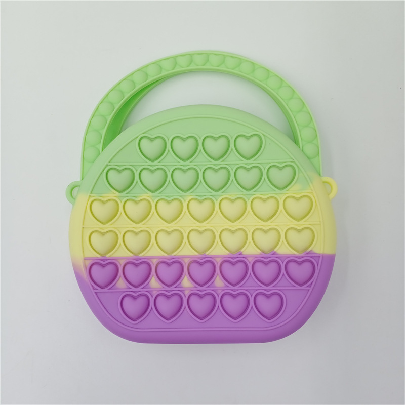 Children Stress Relief Bag Coin Purse Simple Dimple Heart Shape Push Bubble Antistress Decompression Bags Pop Handbag 0777