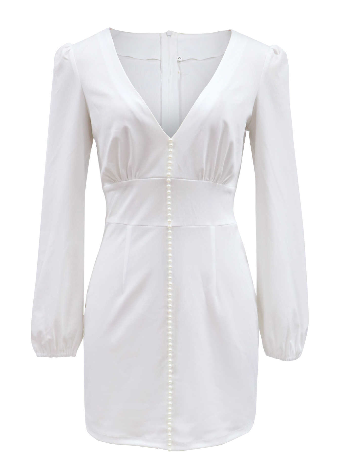 Women Dress V-neck Lantern Sleeve Sexy Dresses Plus Size Long White Summer Clothes 210524