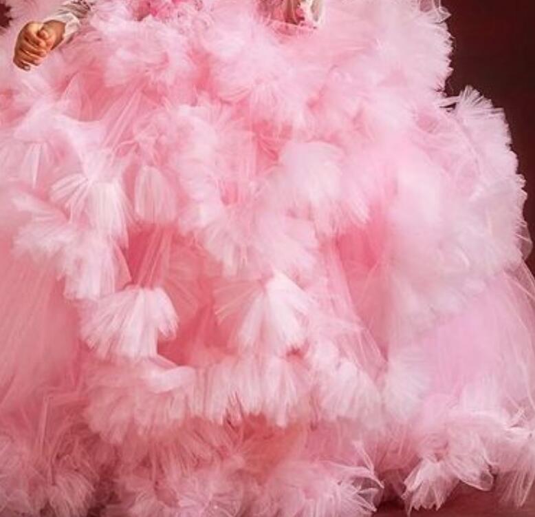 luxurious pink flower girl dresses sheer neck feather little girl wedding dresses cheap communion pageant dresses gowns zj737