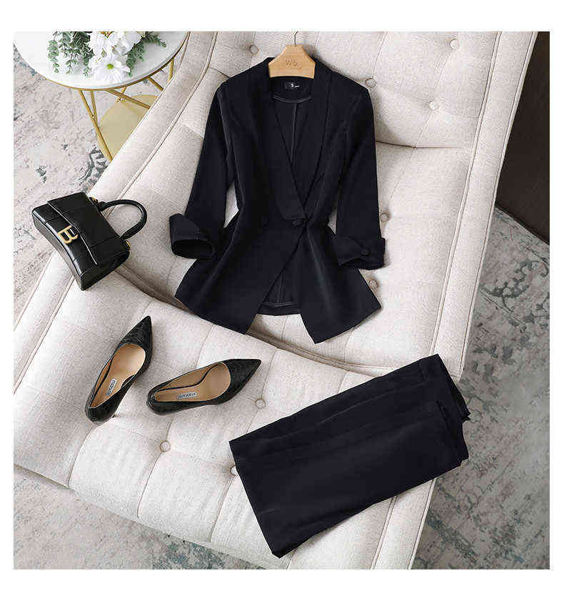 Summer autumn Women Pant Two-piece Suit purple Blazer Jacket and Pants suit Office Wear Ladies Suits Female Sets size S-4XL 211118