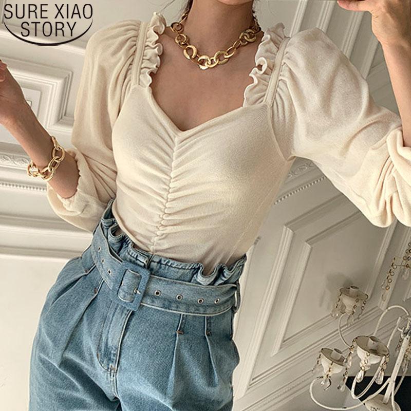 Women's Blouses & Shirts Pleated Puff Sleeve Elegant Cotton Blouse Women Ruffles Tops Spring 2021 Square Collar Lady Chic 12904, White
Women's Blouses & Shirts Pleated Puff Sleeve Elegant Cotton Blouse Women Ruffles Tops Spring 2021 Square Collar Lady Chic 12904, White