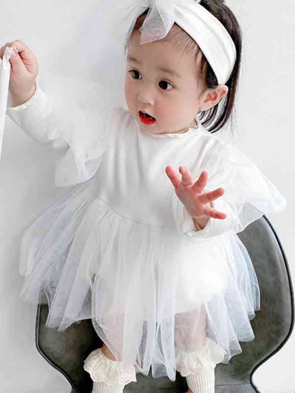 Baby Frill Trim Armhole Sleeve Mesh Bodysuit SHE