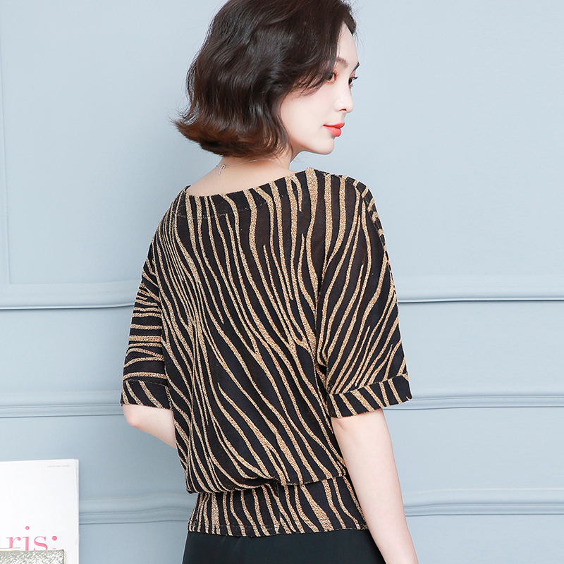 2021 Summer Short Sleeve Striped Blouse Women Cotton Casual O Neck Plus Size Women Shirt Ladies Pullover Tops Blusas Mujer 10126 210225