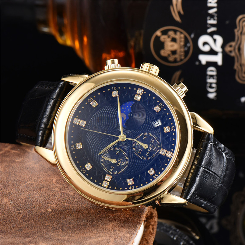 Mens gold watches leather strap quartz movement fashion small dial Monte luxury sports work Commerce military 
Mens gold watches leather strap quartz movement fashion small dial Monte luxury sports work Commerce military