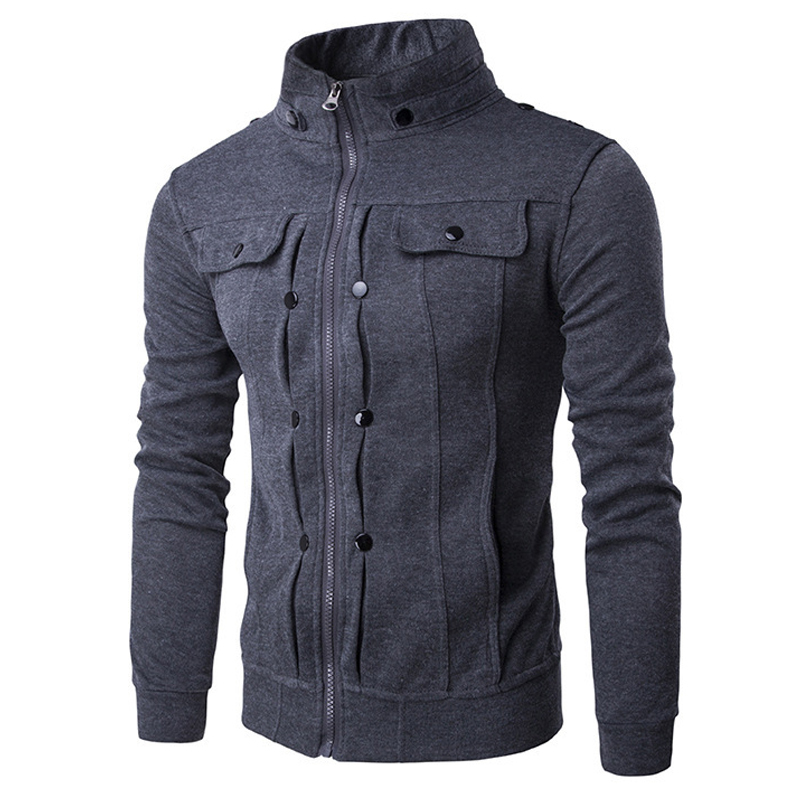 IceLion Fleece Sweatshirts Men Zipper Cardigan Hoodies Autumn Spring Stand Collar Sportswear Fashion Tracksuit Slim Jacket 201020