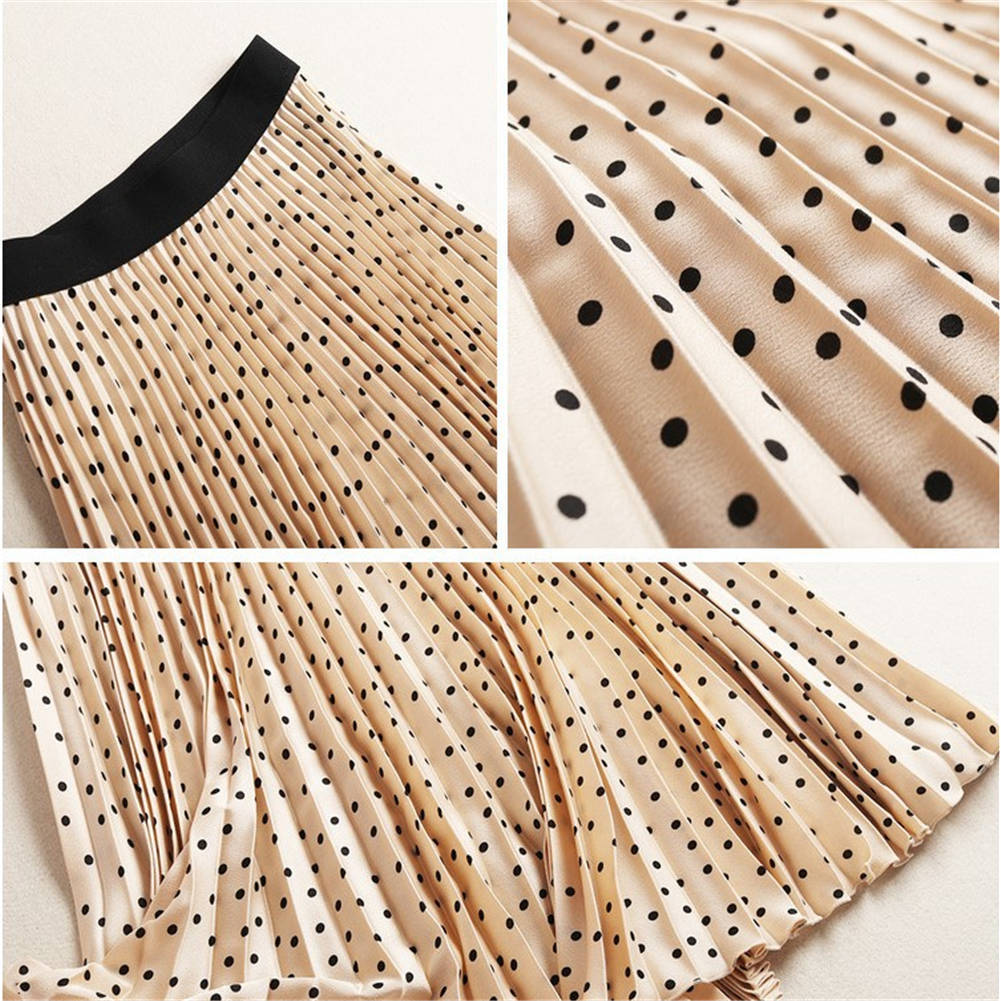 Pleated Skirts Women Spring Autumn Winter Skirt High Waist Dots Print Midi Skirts Womens Skirt Maxi Long Skirts 210306