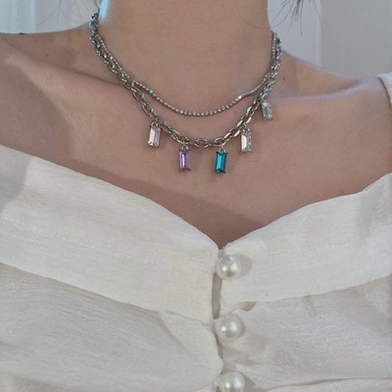 Chokers 2021 Korea Colorful Square Rhinestone Tassel Vintage Heart Double Layer Necklace Clavicle Chain For Women Party Jewelry Gift
Chokers 2021 Korea Colorful Square Rhinestone Tassel Vintage Heart Double Layer Necklace Clavicle Chain For Women Party Jewelry Gift