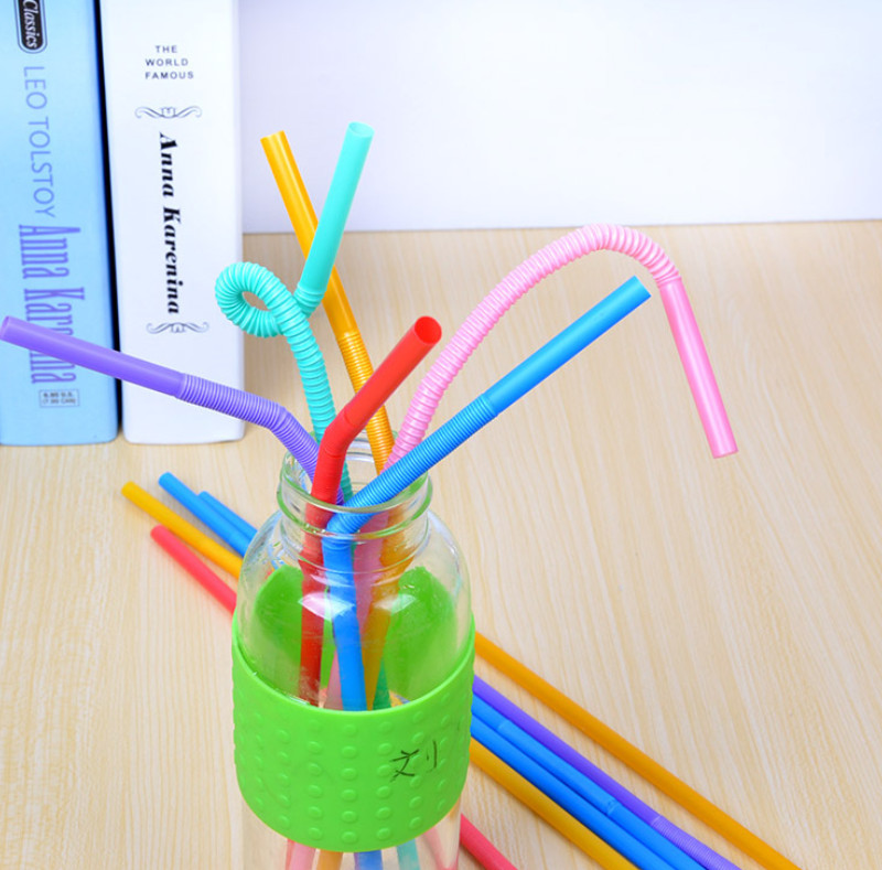 The latest color art straws disposable shape juice drinks, one set = 100 packs can be bent, made of food-grade materials Free shipping