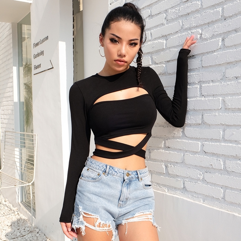 GXQIL New Gym Shirt Women Bandage Sport Woman Top Black Fitness Yoga Tops Unique Sports Tshirts Long Sleeve Workout Shirts T200401