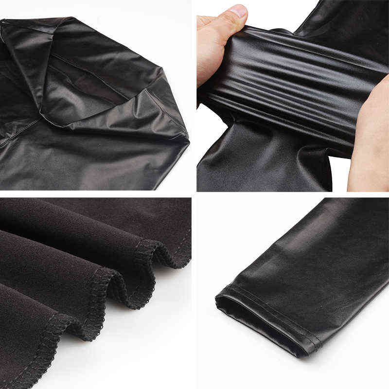 NORMOV Leggings Women Sexy Push Up Leggins High Waist Black Elasticity Legging Trousers Leather Pants 211204