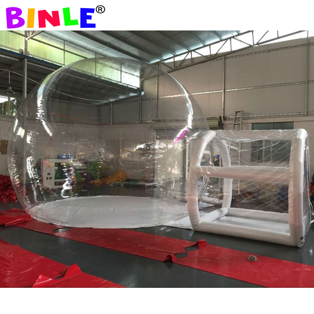 Clear Top Resort Inflatable Bubble Tent With Single Tunnel Event Air Dome Transparent House For Outdoor Camping 3-6meters