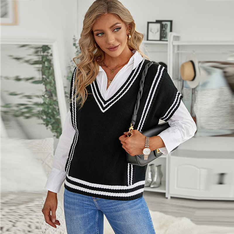 Women's Winter Solid Color Sweater Vest Vest Amazon Cross-border Casual Inner Base Shirt, White;black
Women's Winter Solid Color Sweater Vest Vest Amazon Cross-border Casual Inner Base Shirt, White;black