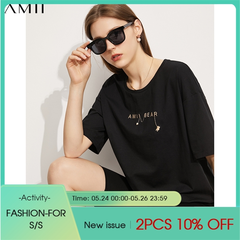 Minimalism Summer Fashion Tshirt For Women Streetwear Letter Printed Oneck Loose Women's Tops 12120263 210527